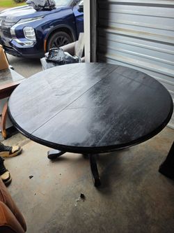 Round Black Wood Dining Table
