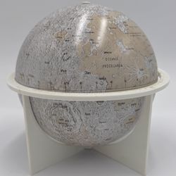 Vintage Replogle Metal Lunar Moon Globe with Landing Sites 6" with Stand
