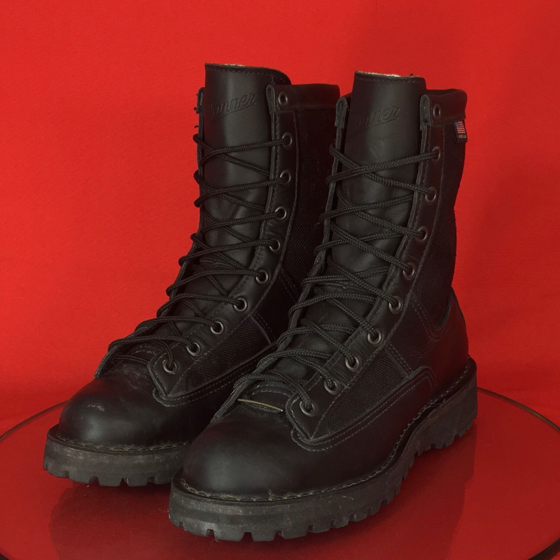 DANNER WOMENS BLACK ACADIA 8” WORK BOOTS ROUND TOE GENUINE LEATHER