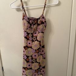 Princess polly- US 0 brown mini dress with floral patterns