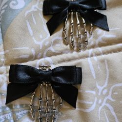 Skeleton Hand & Bat Hair Clips