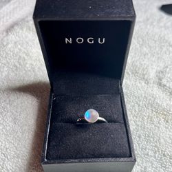 Gently Used Blue Mermaid Glass and 925 Sterling Silver NOGU Ring Size 6 with Box