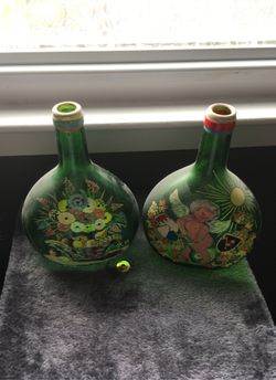 Hand painted wine bottles