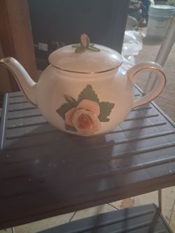 Vintage Ceramic Teapot with Rose Detail