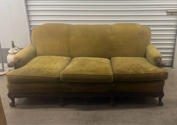 Antique carved wood frame couch
