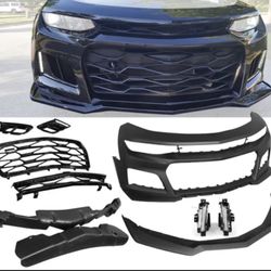 Fits 16-18 Chevy Camaro ZL1 Style Front Bumper Cover Conversion w/ DRL Fog Light