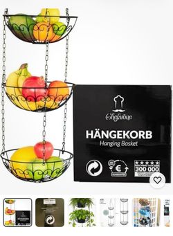 Hanging adjustable fruit/ plant basket 3 tier new