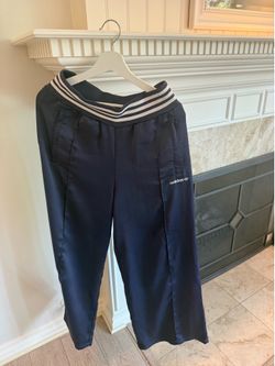 Adidas Originals Navy Satin Wide-Leg Track Pants – Size XL