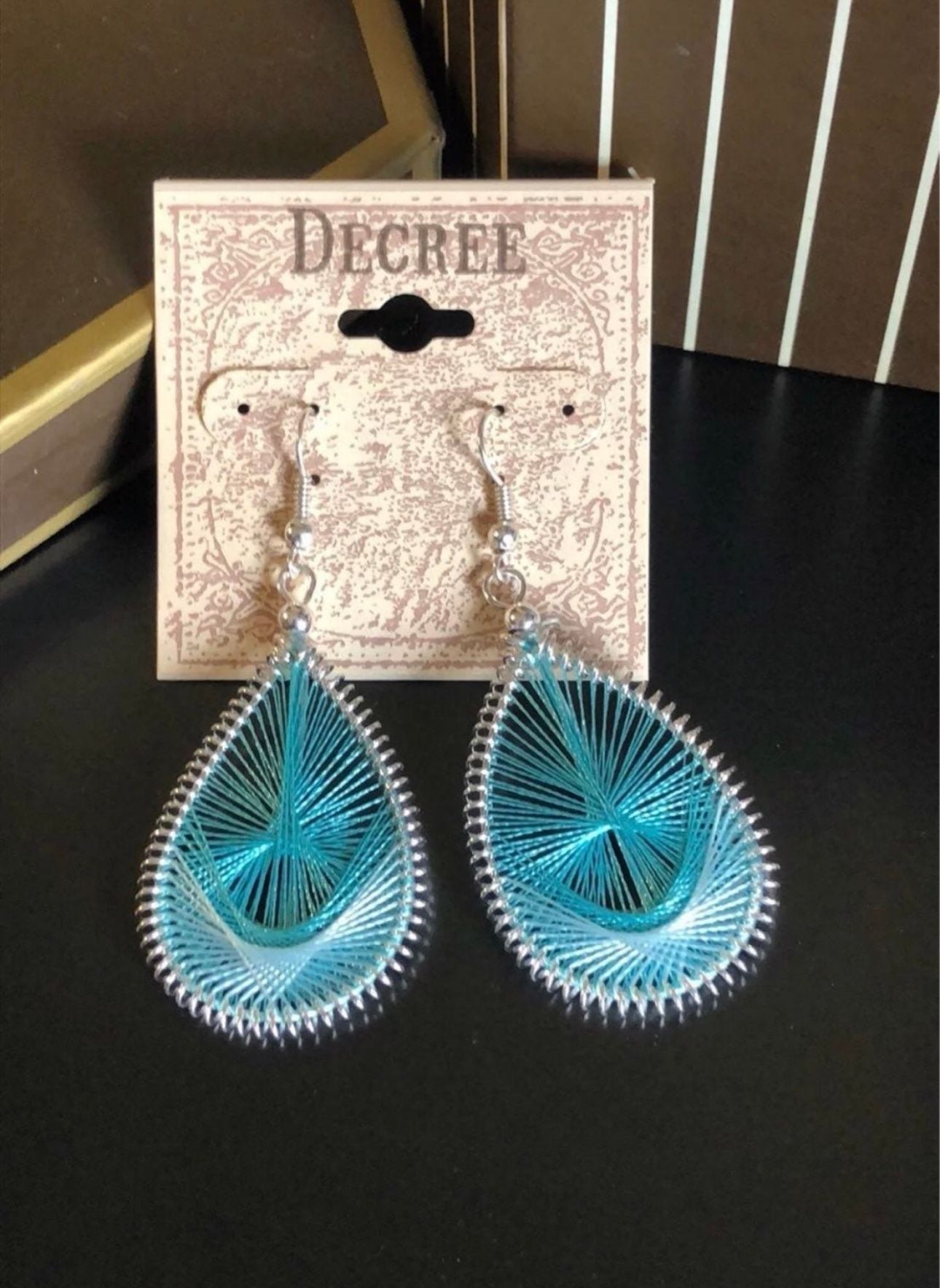 Beautiful Turquoise Thread Earrings 