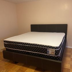 Queen Mattress Come With Bed 🛌 Frame And Free Box Spring - Free Delivery 🚚 Today To Reasonable Distance