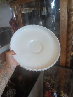 XL hob nail milk glass platter