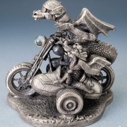 Vintage Tudor Mint "Go Faster Dad" Pewter Dragon Motorcycle Figurine #3163 WAPW