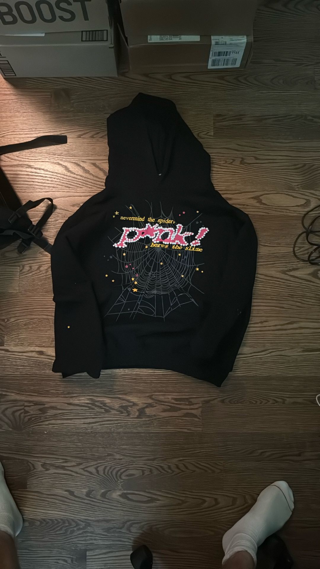 Black V1 Sp5der Hoodie Size Medium