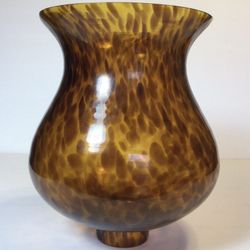 Amber Speckled Brown Art Glass Floor Lamp Shade Torchere 9”t, 2 3/8” Fitter, 7”w