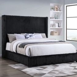 Huge Huge Sale! 🖤 Luxury Mansion Corduroy Upholstered Bed + Mattress Set 🖤