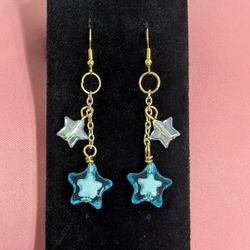 Handmade Kawaii Blue Star Dangle Earrings