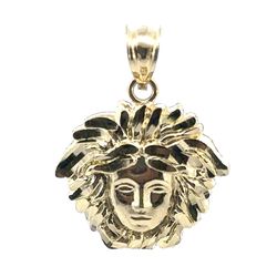Woman’s Men’s 10k Yellow Gold Greek Mythology Medusa Head Pendant For Necklace GP3116254