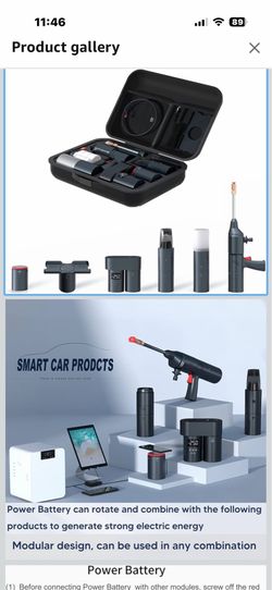 Smart Car Modular Product Suite(Power Battery- Air Pump -Vacuum Cleaner- Car Washer -Flashlight -Mobile Phone stents)…