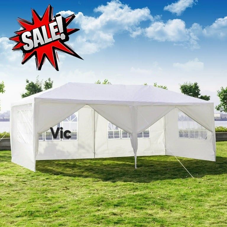 10x20 Wedding Party Tent Outdoor Canopy Tent with 6 Sides White For Birthday Party.