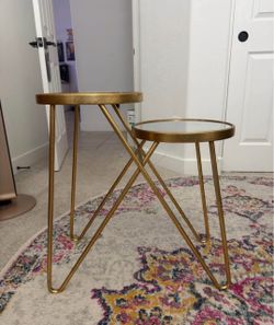 Gold Metal Round Nesting Side Tables