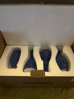 orynova 4 piece ceramic matte blue vases