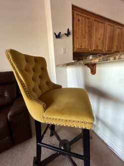Designer Velvet Bar Stools with Nailhead Trim