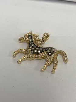 14K Pave Horse Pendant