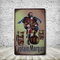 Captain Morgan Style Antique Collectible Tin Metal Sign Wall Decor