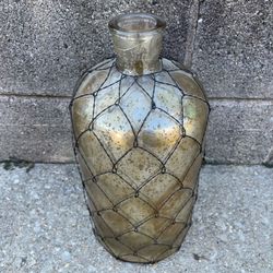 🏺 Decorative Vase Bundle – Navy Ceramic + Vintage Mercury Glass