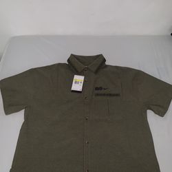 Nike Sportswear X Naomi Osaka Short Sleeve Button Up Olive Green Size: Small