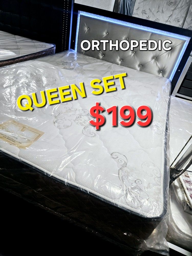 ORTHOPEDIC !!! QUEEN SET $199 __ MATTRESS AND BOX SPRING