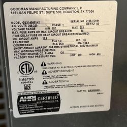 Goodman 5 Ton 208-230V Single Phase R410A Central AC System - Complete Set