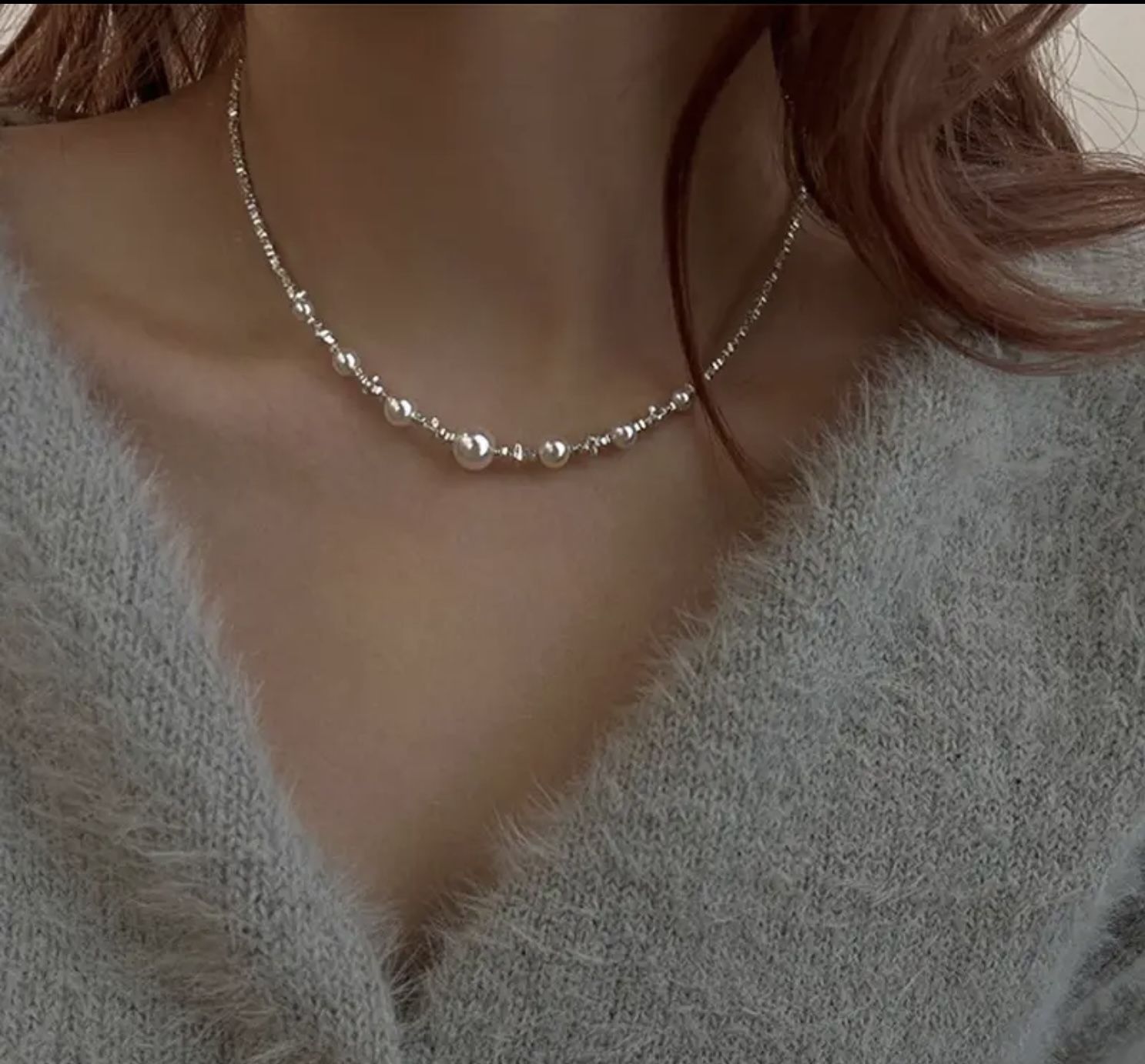 Sterling Silver S925 Faux Pearl Necklace