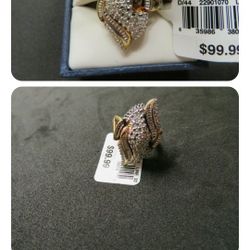 Ss/14k Gold Ring With Diamonds Size 7