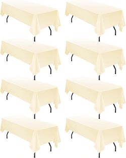 8 Packs Ivory Tablecloth - 60 x 102 Inch for 6Ft Tables -NEW 📍pick up at spring front dr 78249 (3574/2)