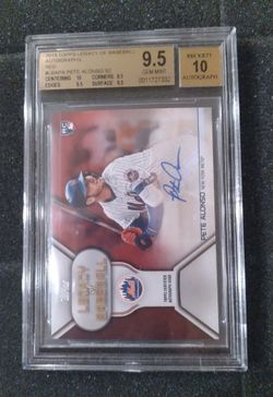 2019 Topps Legacy Pete Alonso Red Autograph 10 SP 14/25 Rookie Card BGS 9.5