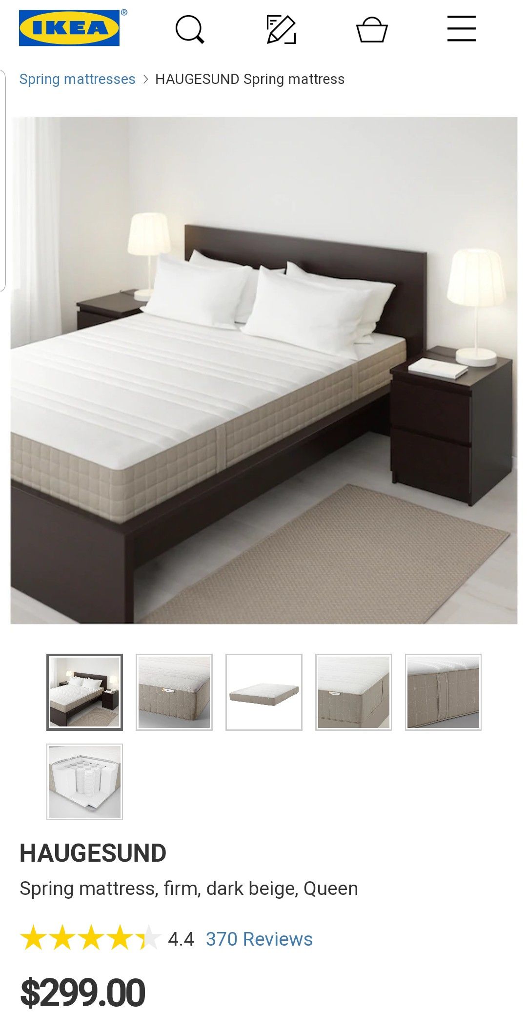 IKEA FULL HAUGESUND MATTRESS