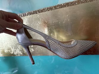 Silver Mesh Pointed-Toe Stiletto Heel