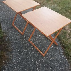 Teak Pair Of Folding Tables TV Table Danish Mid Century Modern Folding