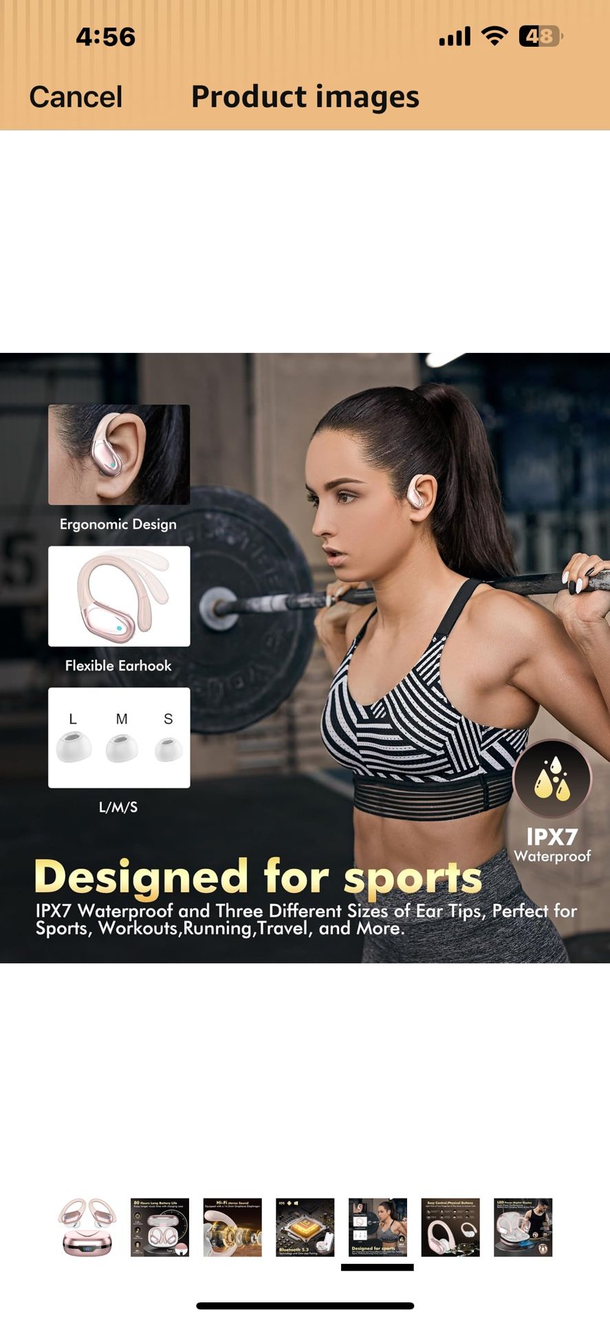 Wireless Earbuds Bluetooth Headphones 80hrs Playback Ear Buds Power Display with Noise Canceling Mic with Earhooks for Sports/Workout/Running