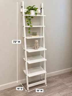 White 6-Tier Leaning Ladder Shelf – Modern Display & Storage
