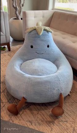 Blue eggplant bean bag chair