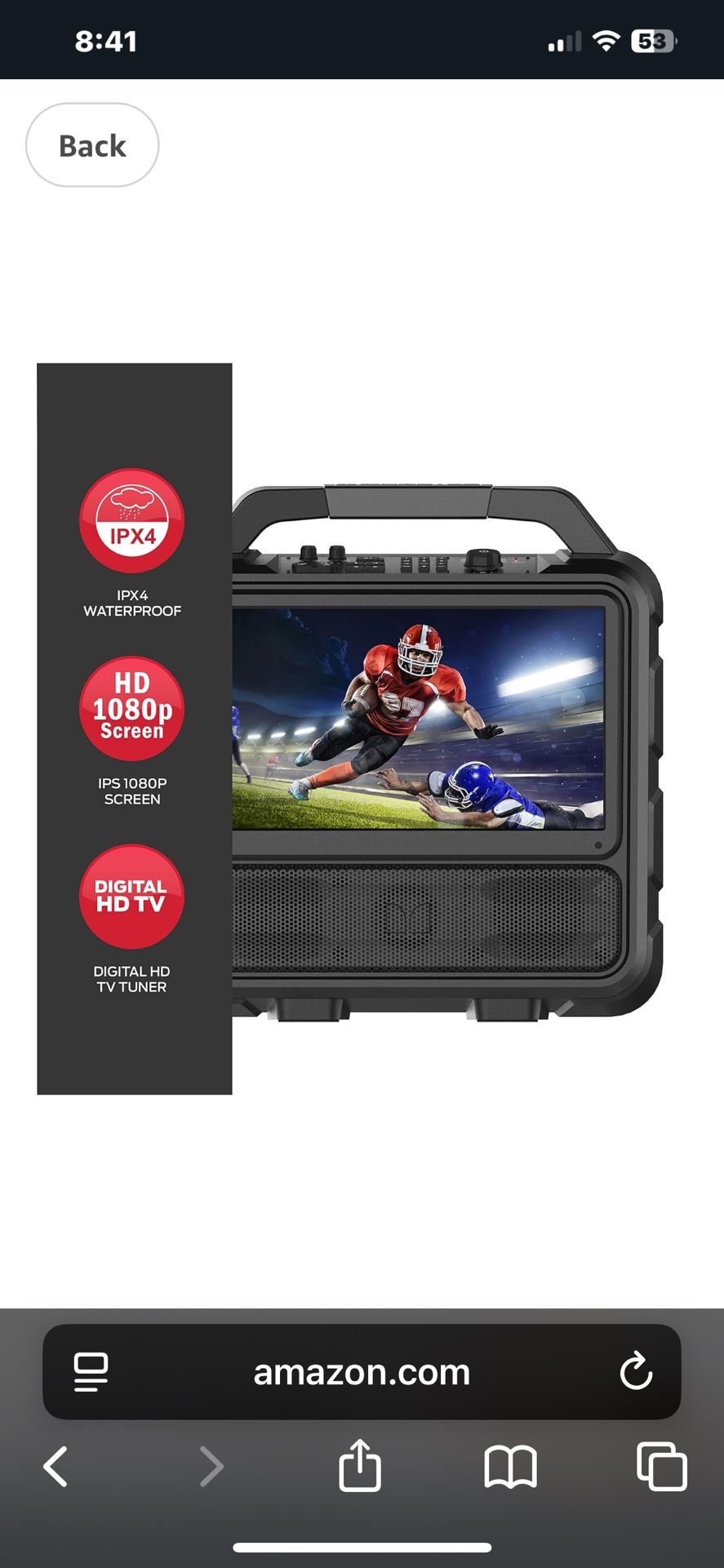Monster Vision | Portable Entertainment System, 15.6” Full HD Screen, 60W Audio | Up to 25 Hours Playback | Two HDMI Ports for Your Favorite Smart Str