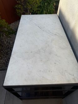 Marble Top Island with Metal Frame