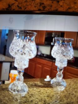 Crystal, large, new, perfect candle holders, two of them