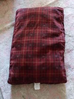 Large Comfy Burgundy Plaid Pet Bed Cushion.