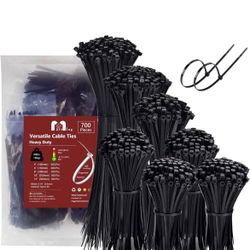 Zip Ties Assorted Sizes 700 Pack 4+6+8+10+12 Inch Cable Ties Heavy Duty 40lbs Plastic Wire Ties UV Resistant Zipties Black Small Zip Tie Wraps Assortm