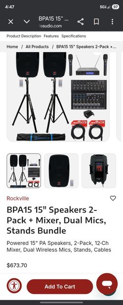 Karoake System 2 Speakers Mixer 2 Microphone