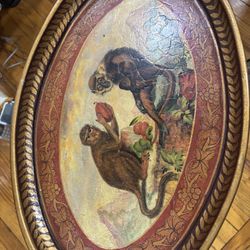 Vintage Painted Capuchin Monkey Table 