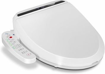 Bidet Toilet Seat Electric Warm Water Bidet with Warm Air Drying, Heated Seat with Self-cleaning Nozzle Temperature Adjustable White Toilet Seat Warm 